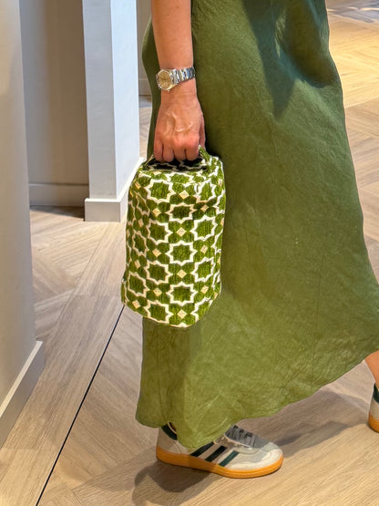 Toilet Tas Zelia Velour Print Groen