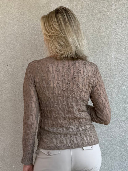 Triple Nine - Kanten Top Lucy Taupe - Peet kleding