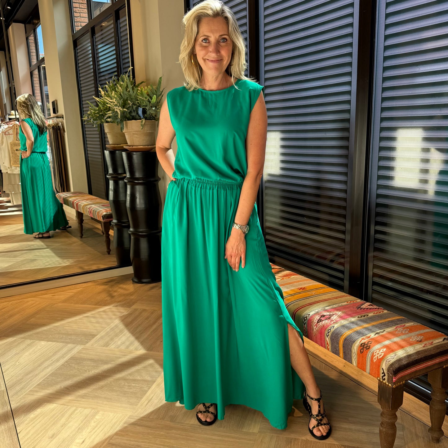 Azzurro Set Rok Top Silvia Groen - Peet kleding