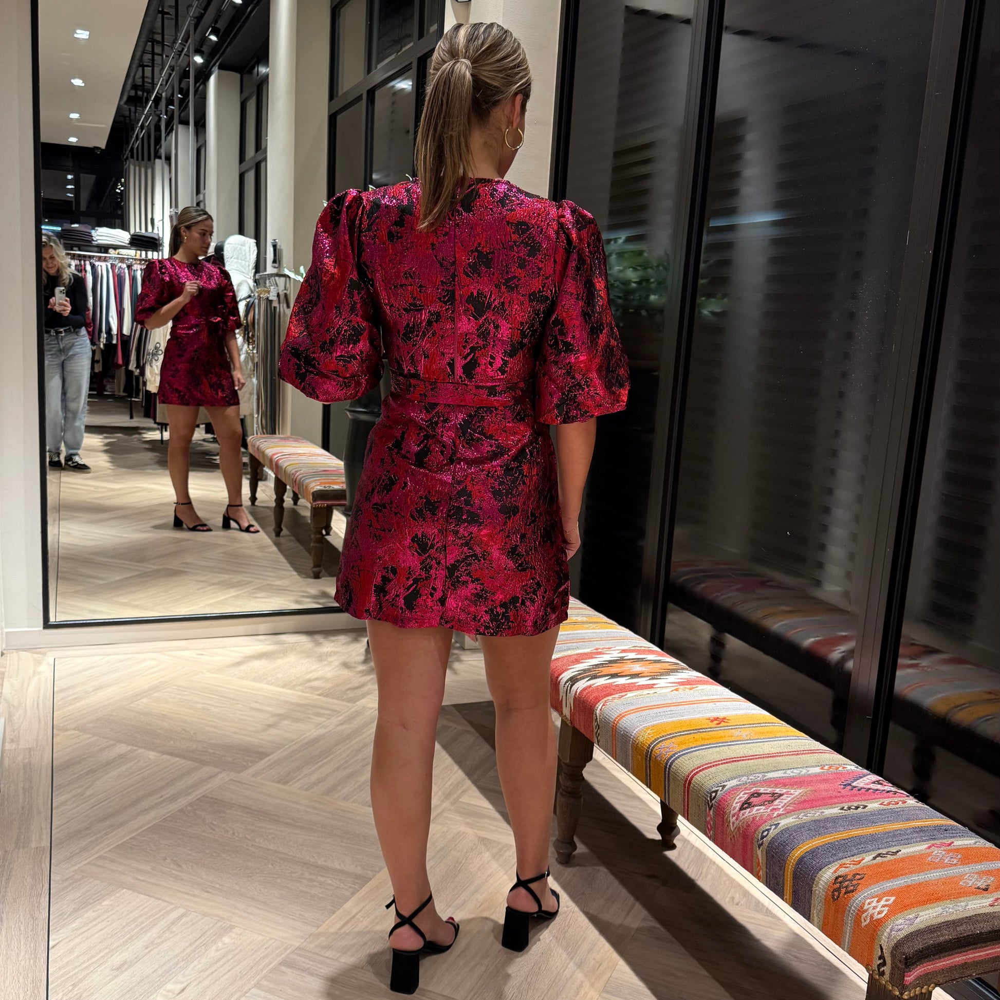 Azzurro Jurk Sanne Rood - Peet kleding