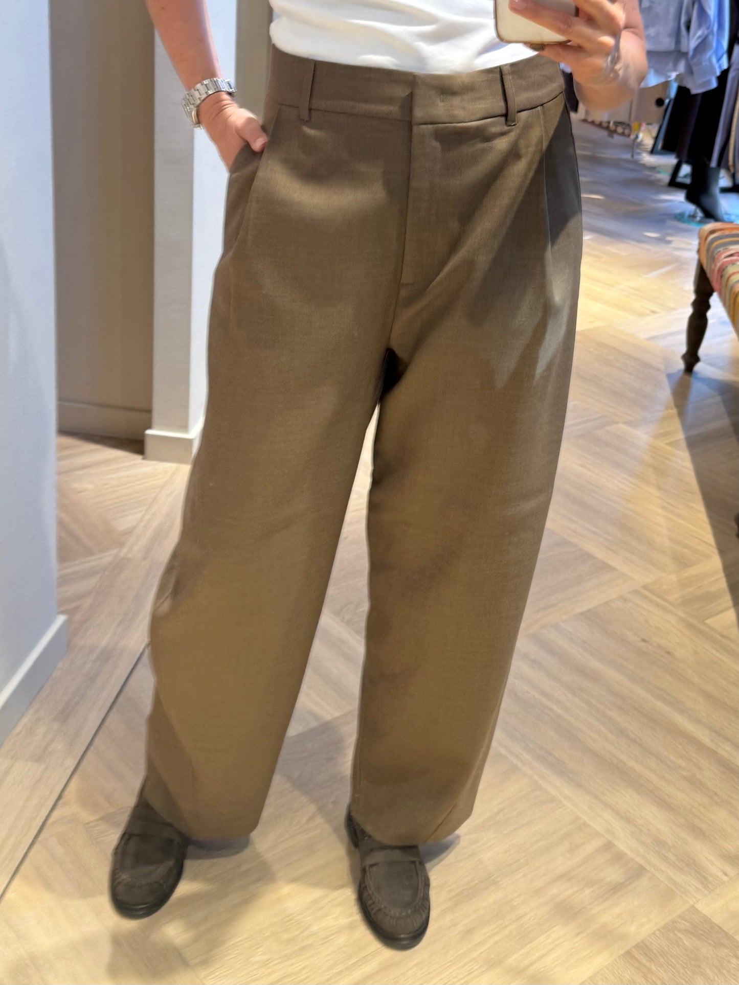 Yaya Barrel Broek Teak Brown - Peet kleding