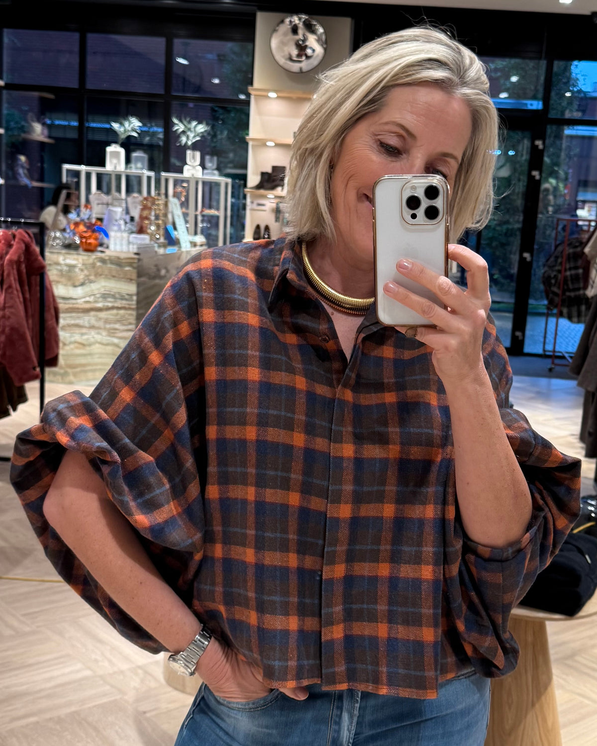 Blouse Roos Bruin Oranje - Peet kleding