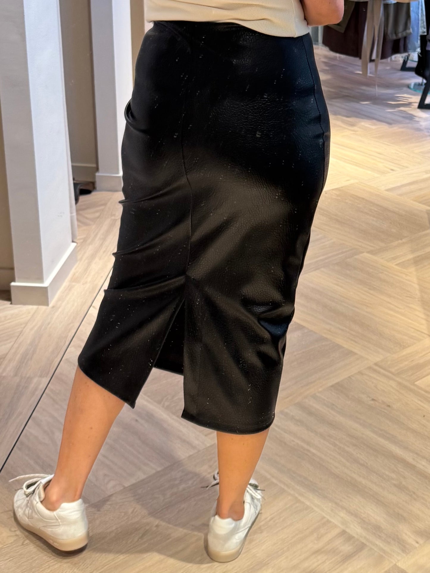 Faux Leather Koker Rok Zwart - Peet kleding