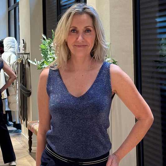 Triple Nine Topje Lurex Navy - Peet kleding