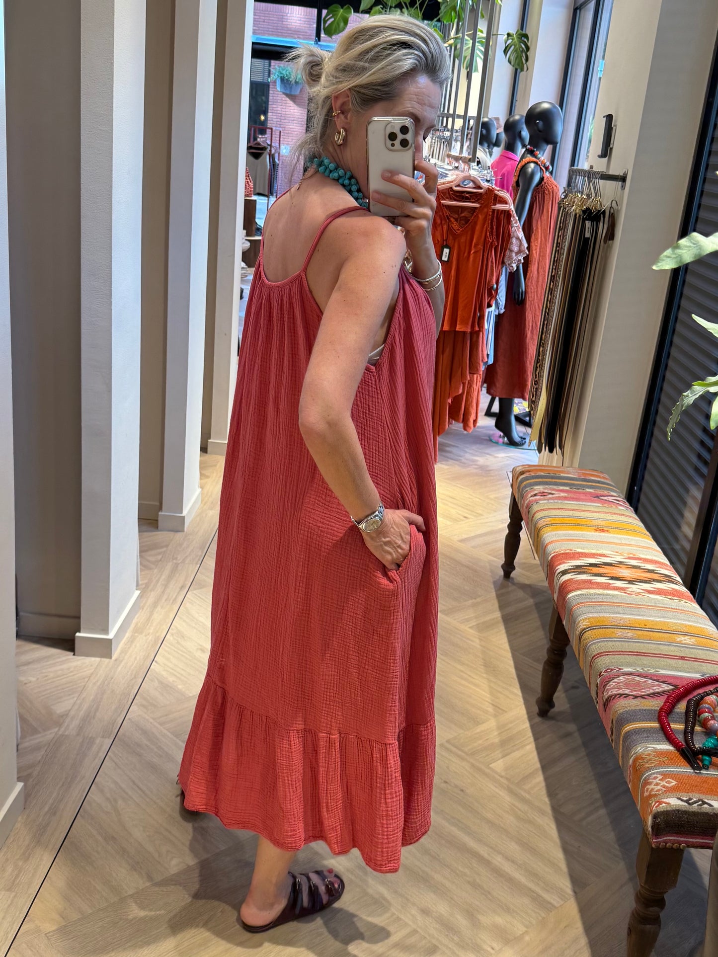 Jurk Marouska Mouseline Framboos - Peet kleding