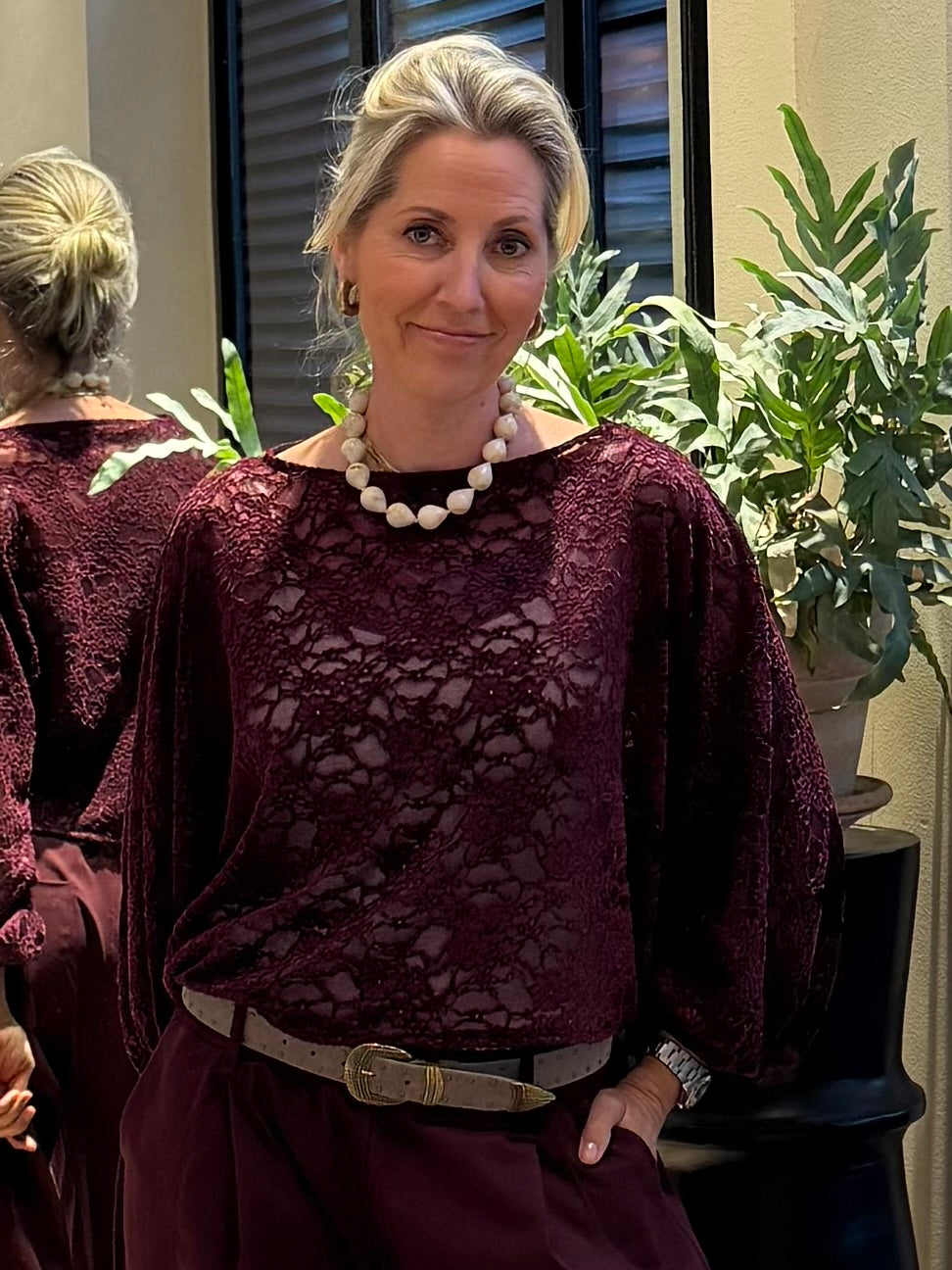 Top Merel Kant Aubergine - Peet kleding