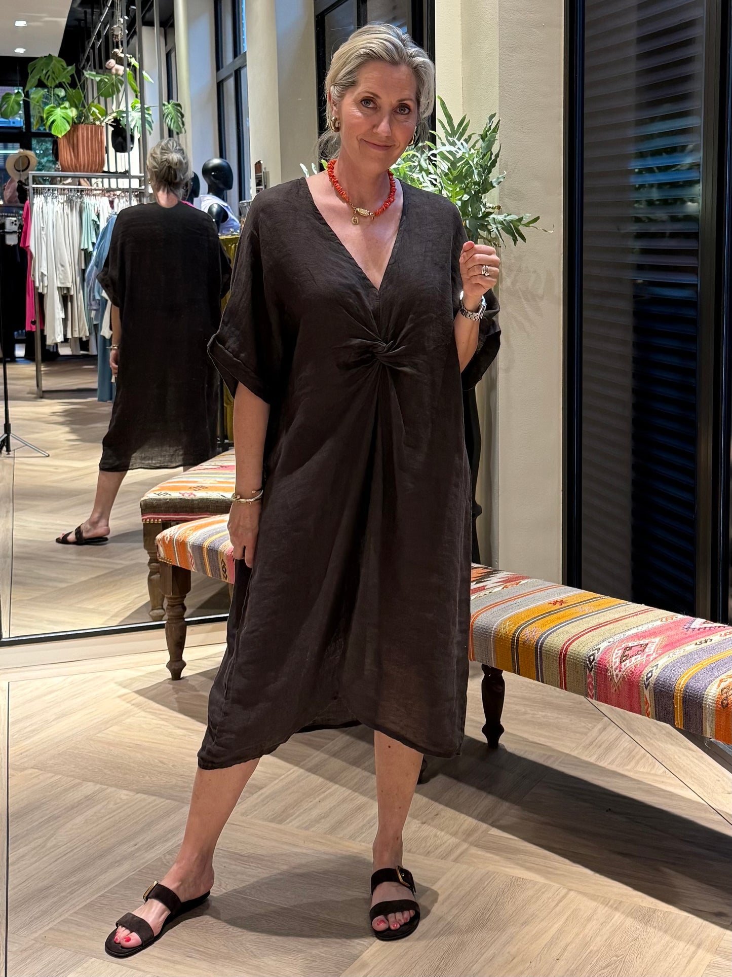 Jurk Nina Linnen Bruin - Peet kleding