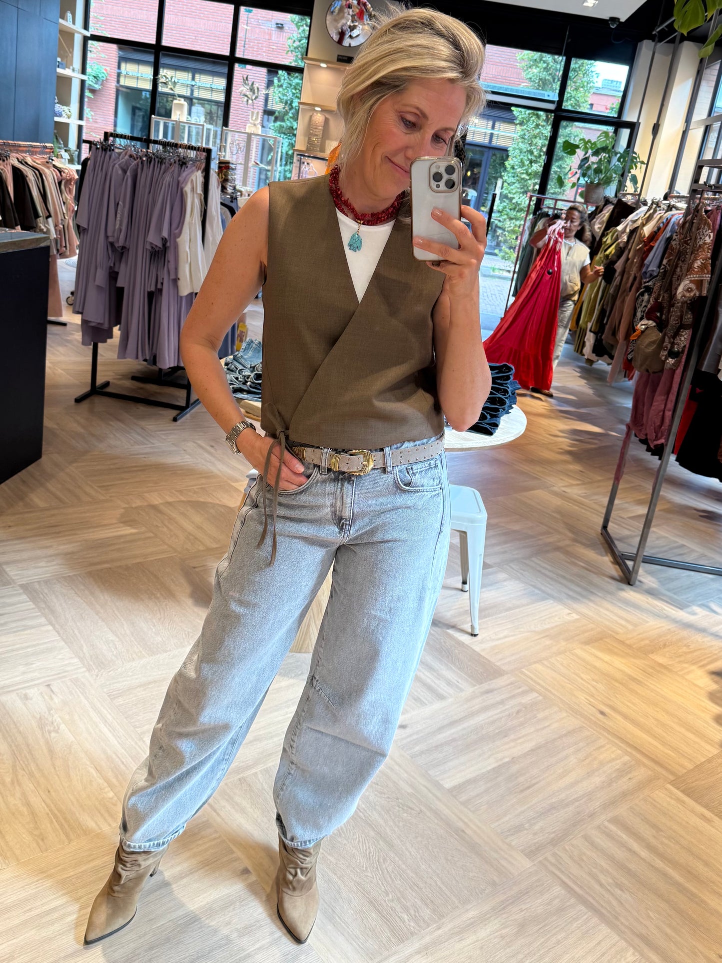 Yaya Gilet Teak Brown