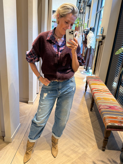 Blouse Ruit Roos Blauw