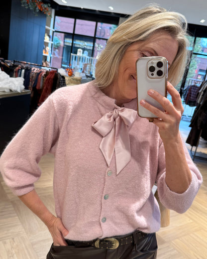 Angora Vest Strik Zachtroze - Peet kleding