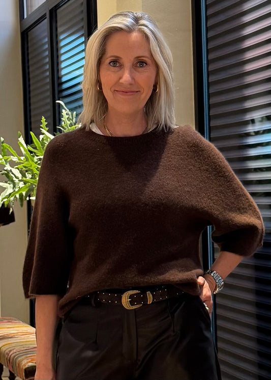 Alpaca Top Silvi Donkerbruin - Peet kleding
