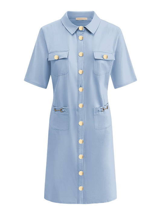 Triple Nine Travel Jurk Rose Lichtblauw - 51824 - Peet kleding