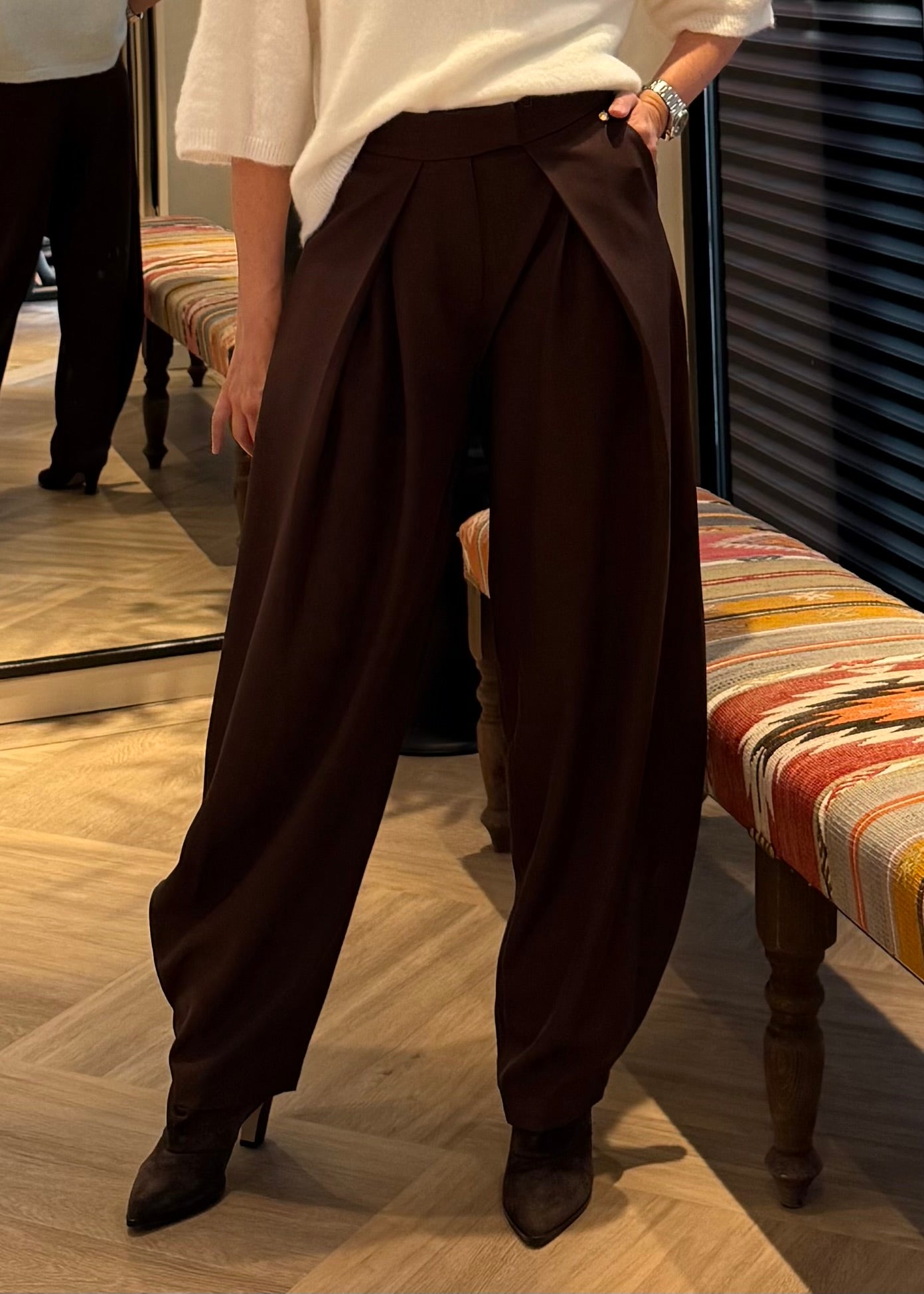 Broek Kickel Donkerbruin - Peet kleding