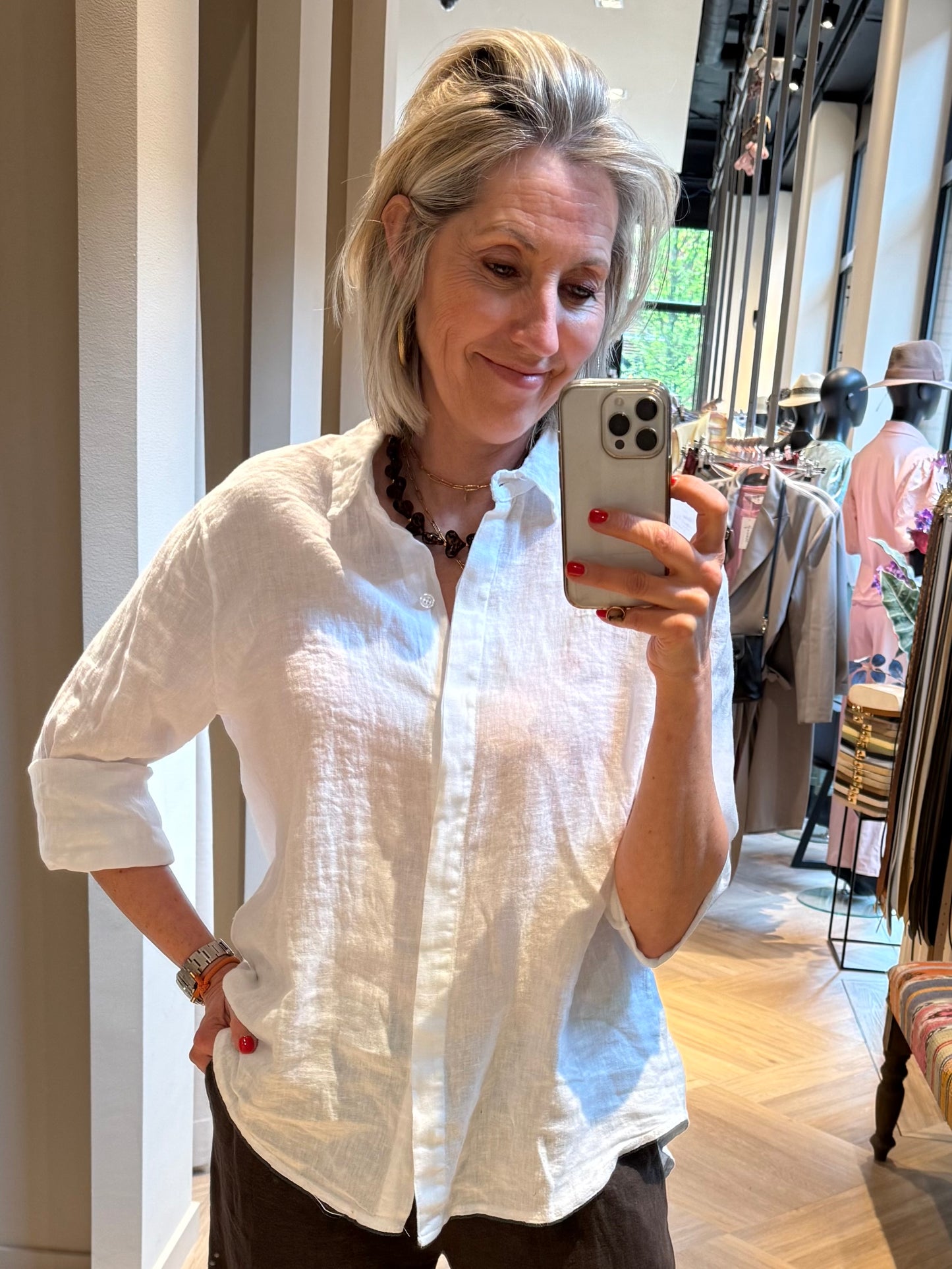 Blouse Linnen Suus Wit - Peet kleding
