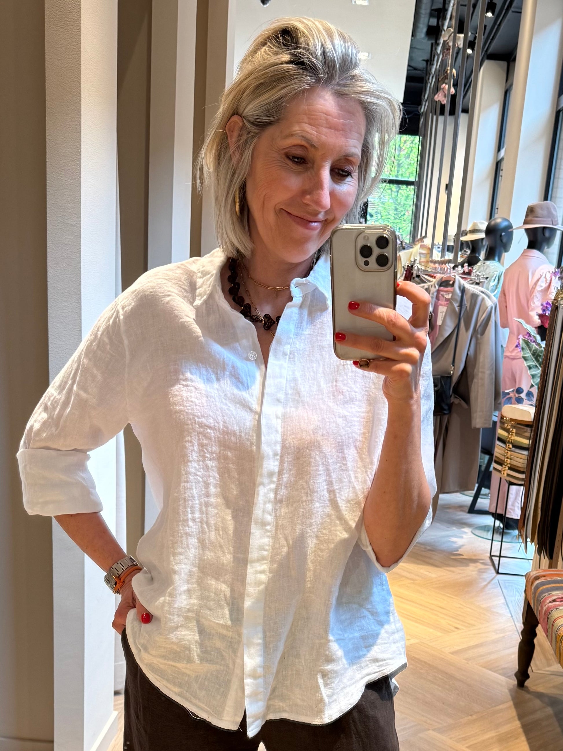 Blouse Linnen Suus Wit - Peet kleding