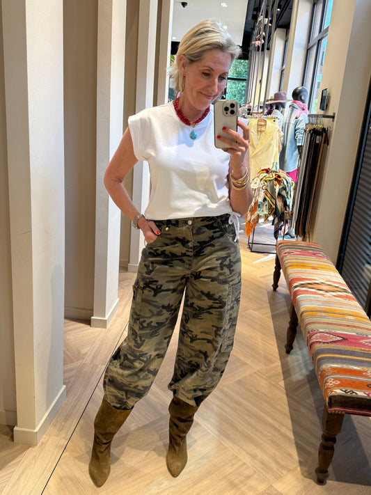 Ambika Broek Caby Army Donkergroen - Peet kleding