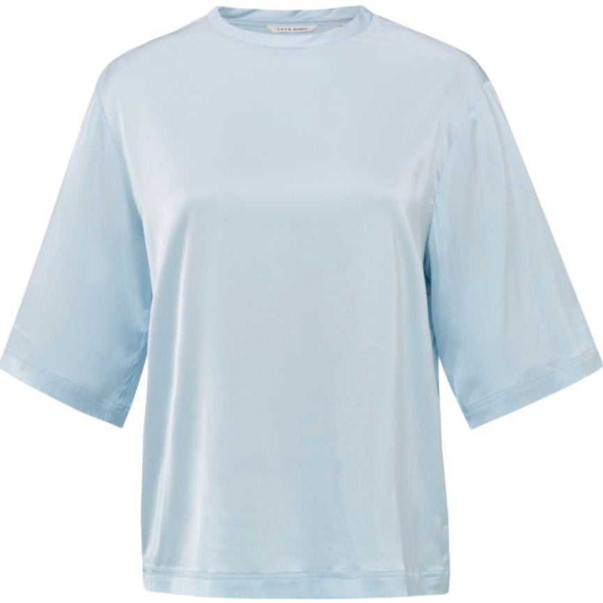 Yaya Satijn T-Shirt Dawn Blue - Peet kleding