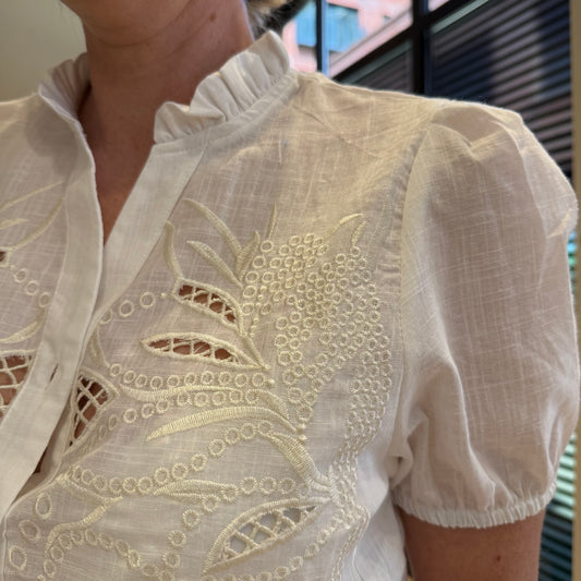 Blouse Micky Wit Zand - Peet kleding