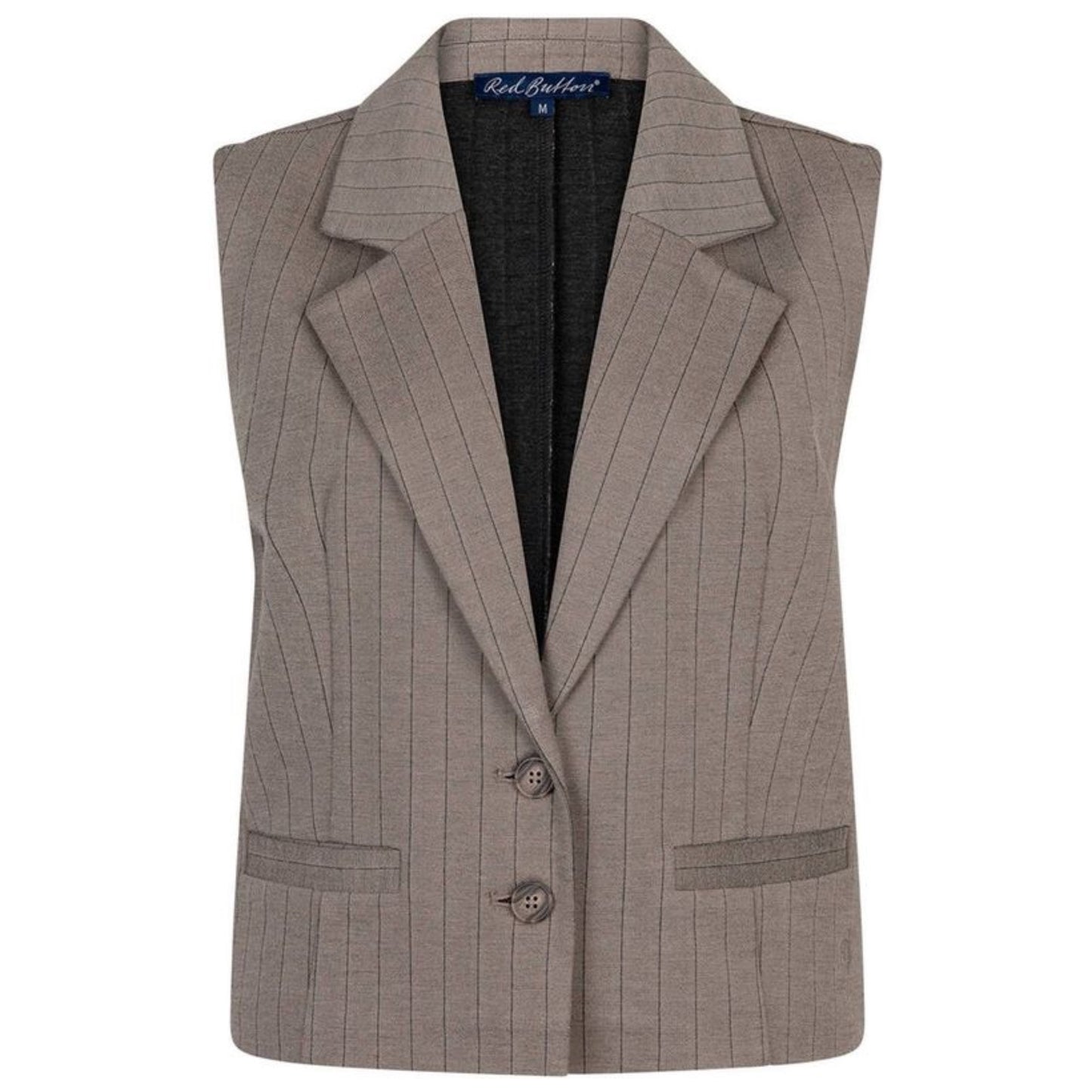 Red Button Waistcoat Pinstripe Taupe - Peet kleding