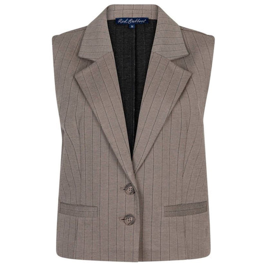 Red Button Waistcoat Pinstripe Taupe - Peet kleding