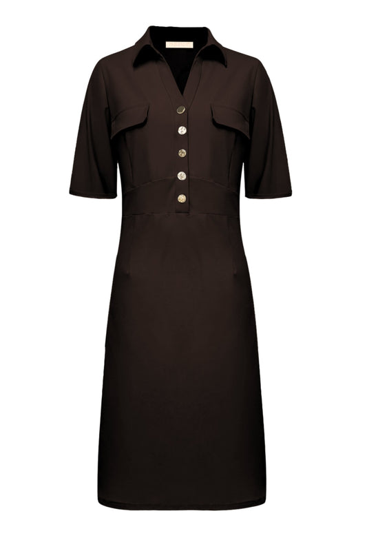 Triple Nine Travel Jurk Valerie Donkerbruin - 51827 - Peet kleding