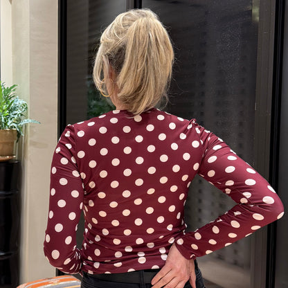 Azzurro Top Bella Dot Bordeaux Wit - Peet kleding