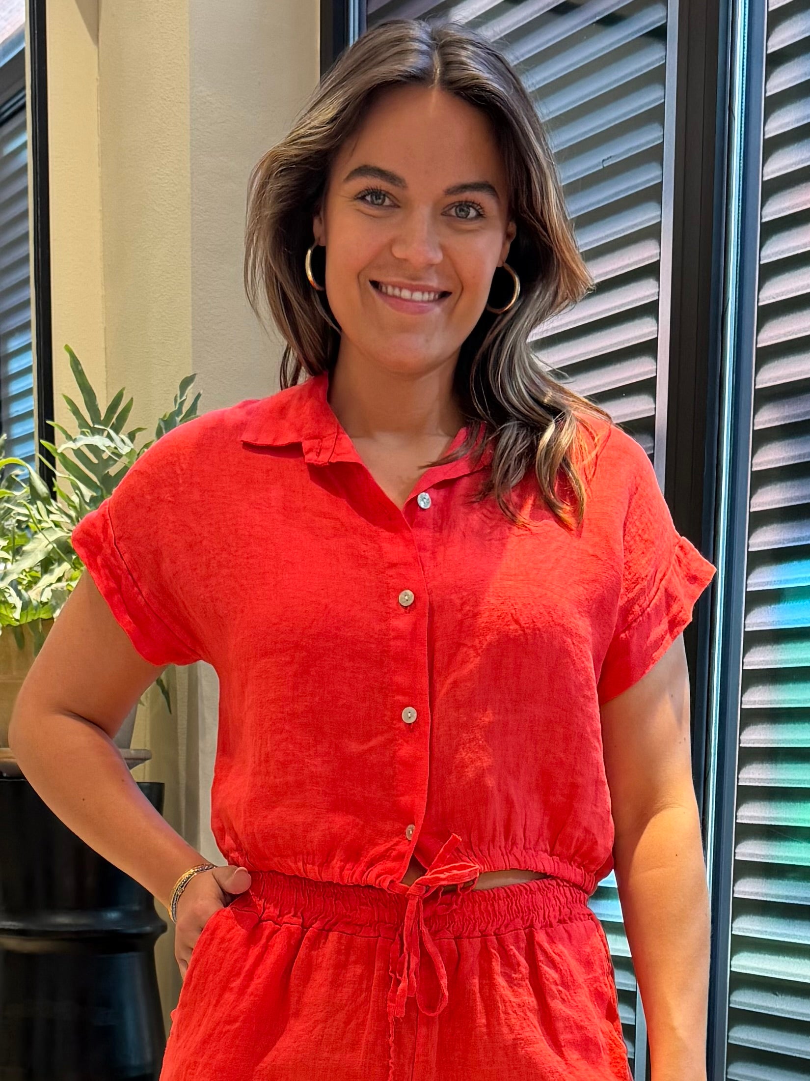 Blouse Jet Linnen Rood - Peet kleding