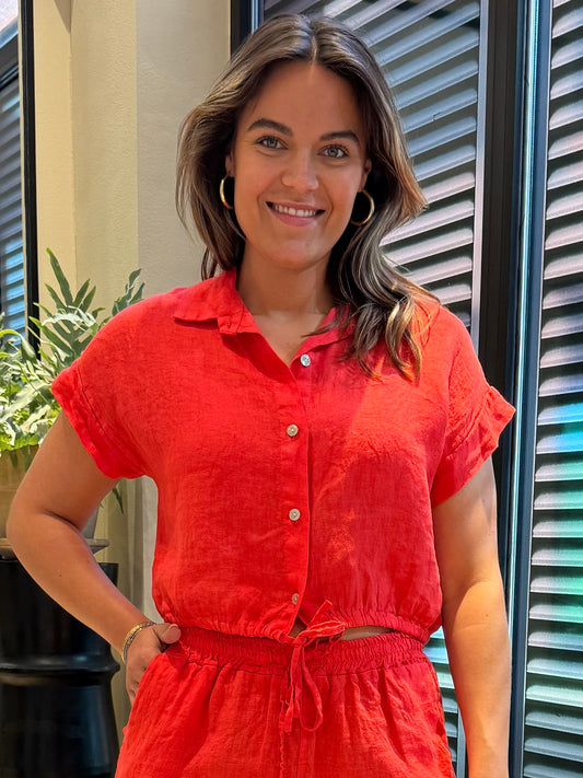 Blouse Jet Linnen Rood - Peet kleding