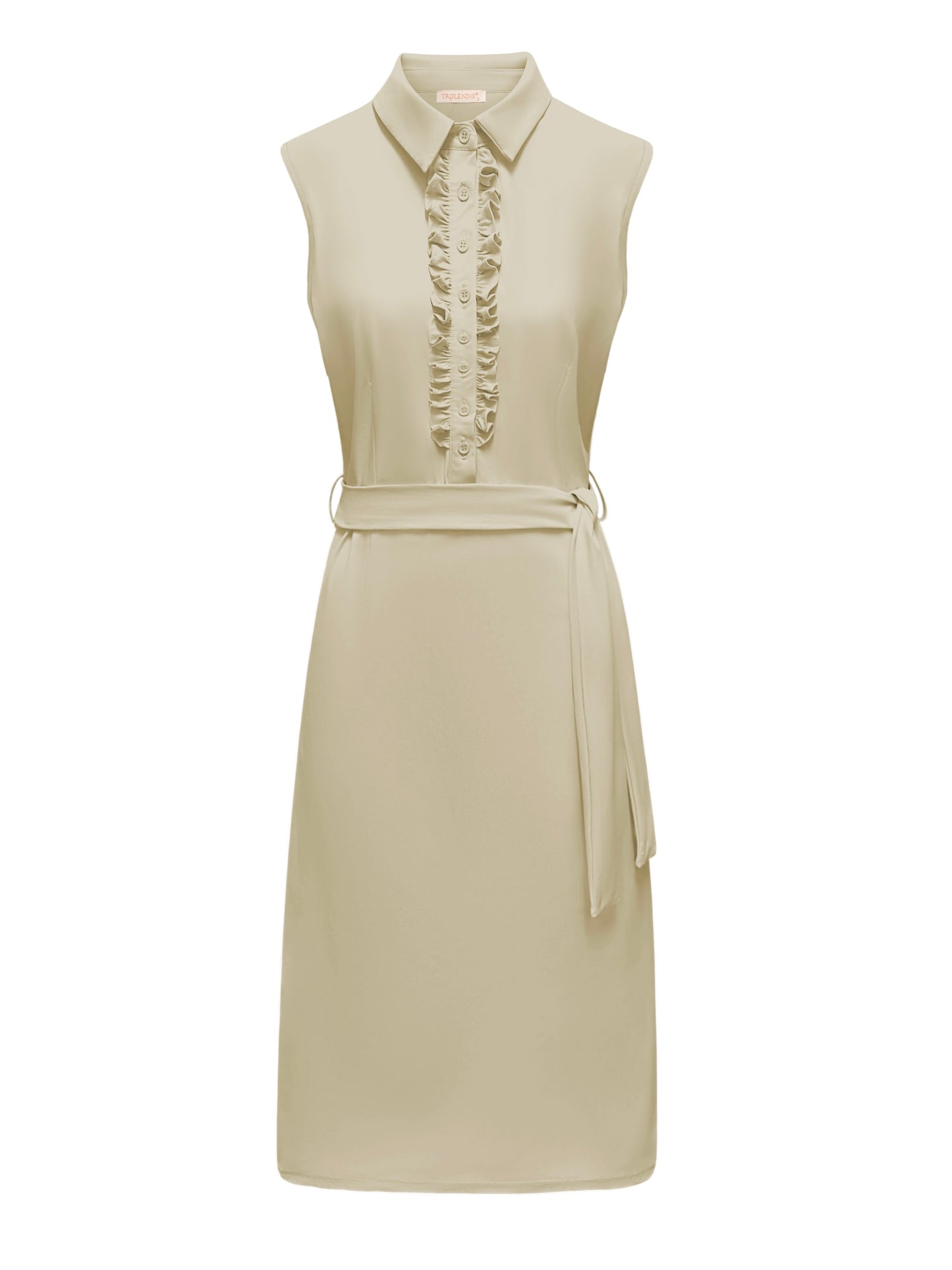 Triple Nine Travel Jurk Elodie Beige - 51823 - Peet kleding