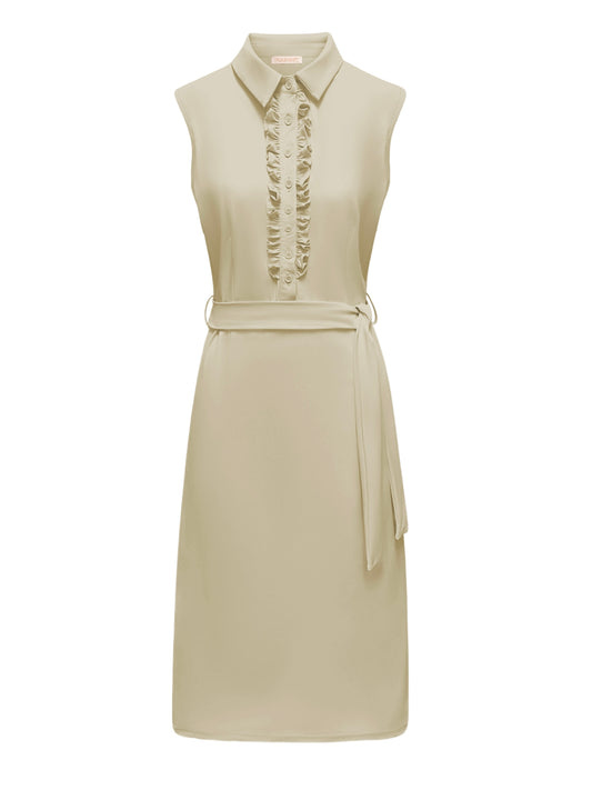 Triple Nine Travel Jurk Elodie Beige - 51823 - Peet kleding