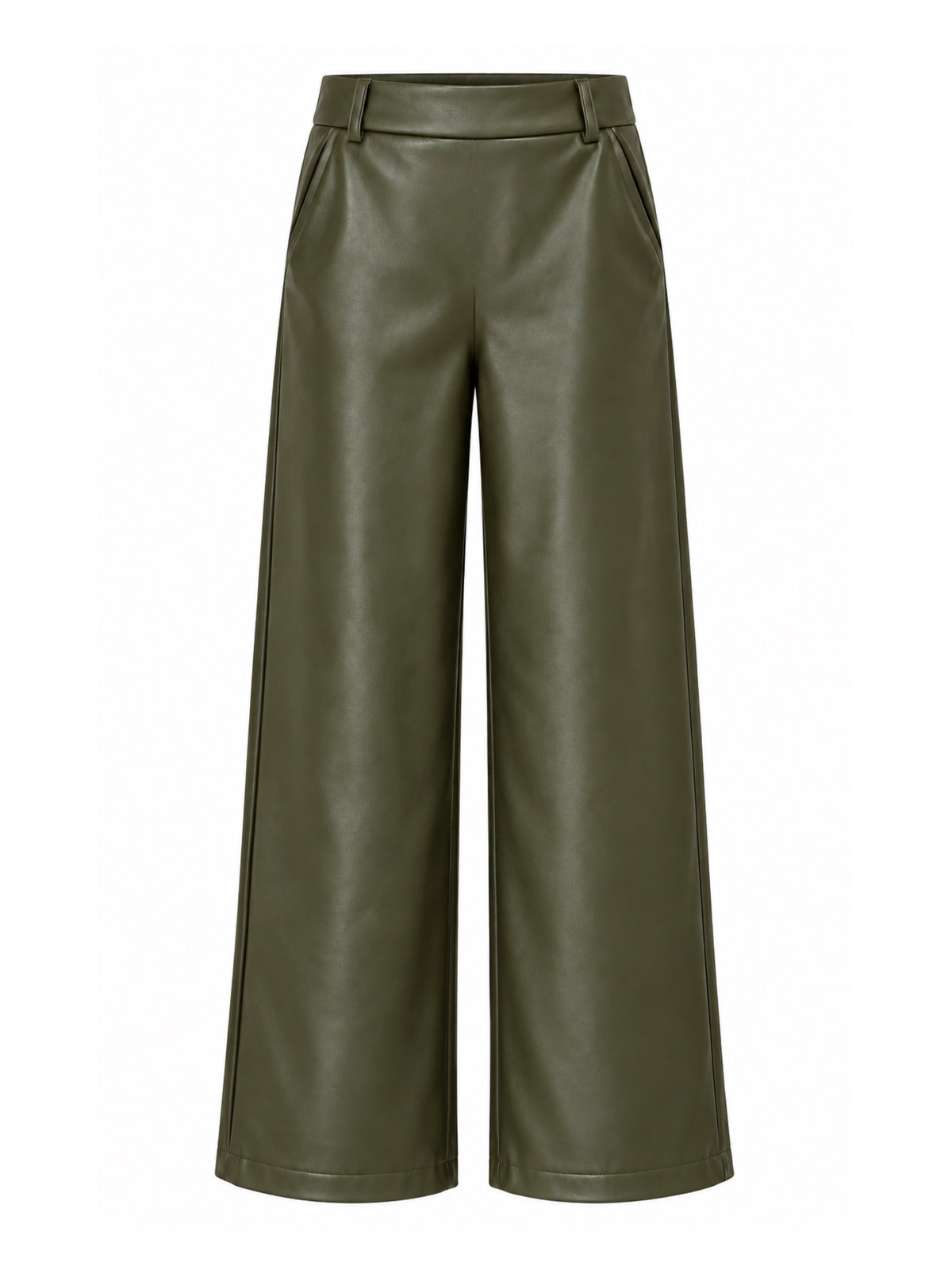 Broek Sarah Leather Olijfgroen - Peet kleding