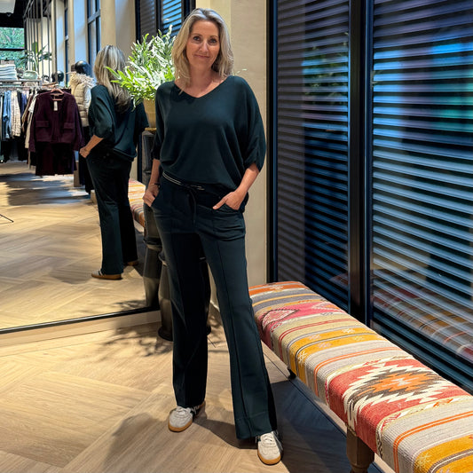 Top Gaia V-hals Groen - Peet kleding