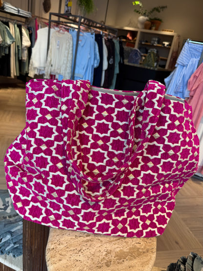 Tas Luca Maxi Velour Print Magenta - Peet kleding