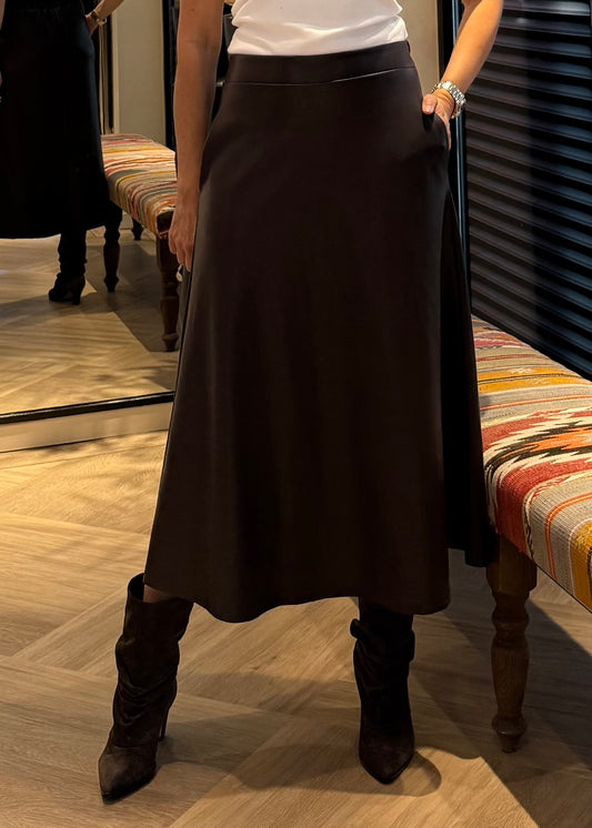 Rok Miriam Leather Donkerbruin - Peet kleding