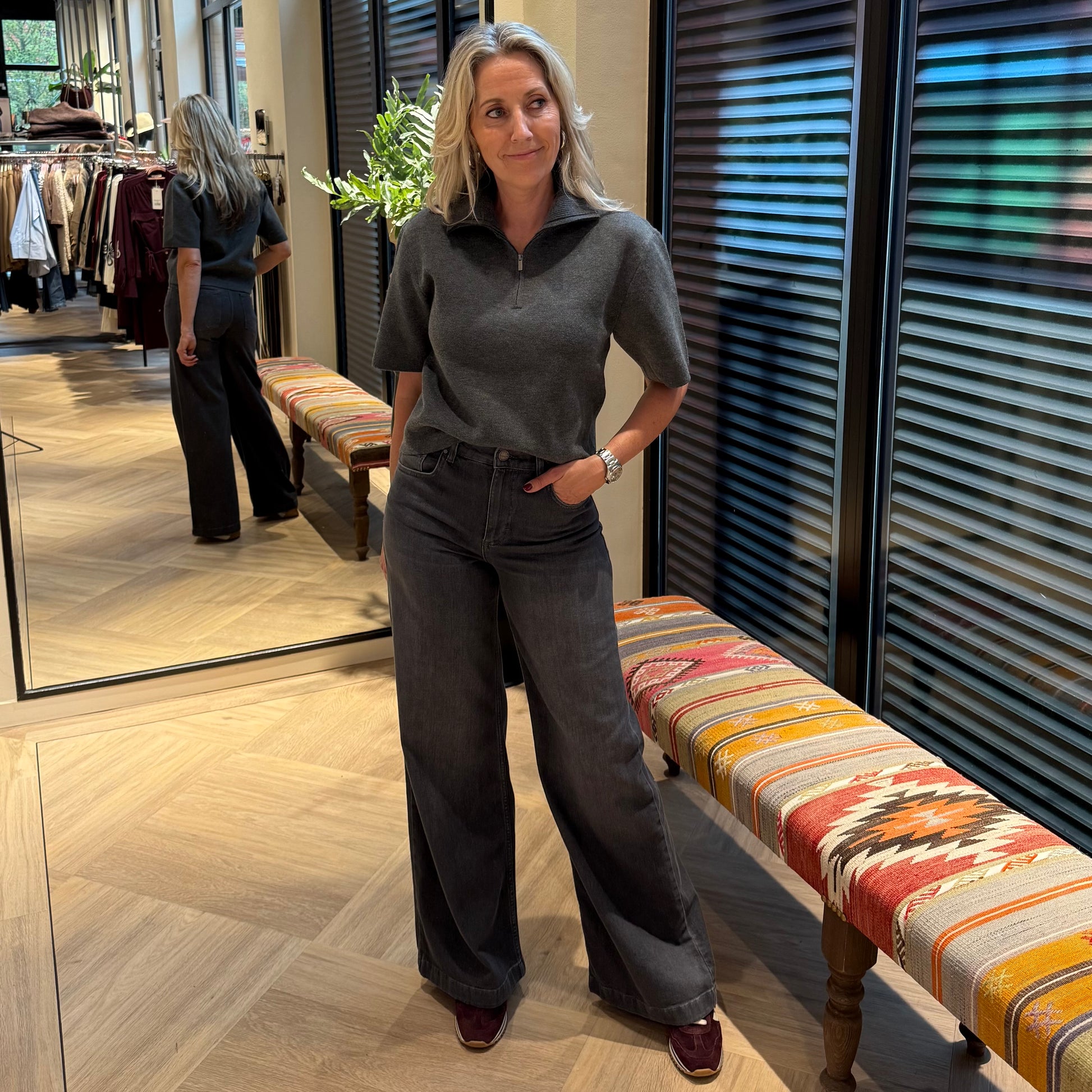 Yaya Wide Jeans Grijs - Peet kleding