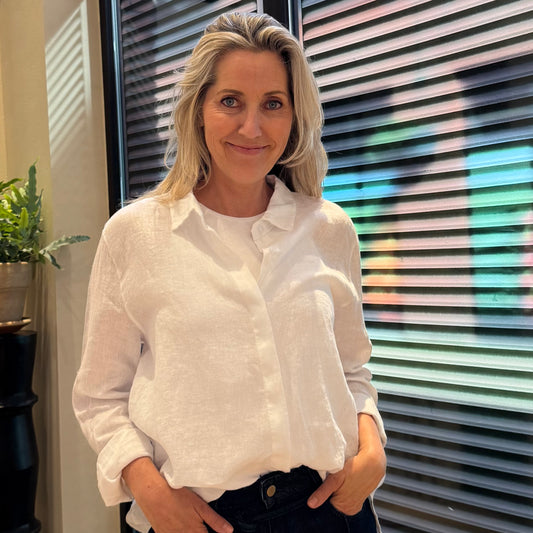 Linnen Blouse Charmaine Wit - Peet kleding