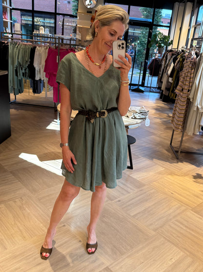 Jurk Kaartje V-Hals Army - Peet kleding