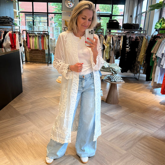 Vest Rafaella Embroid Wit - Peet kleding
