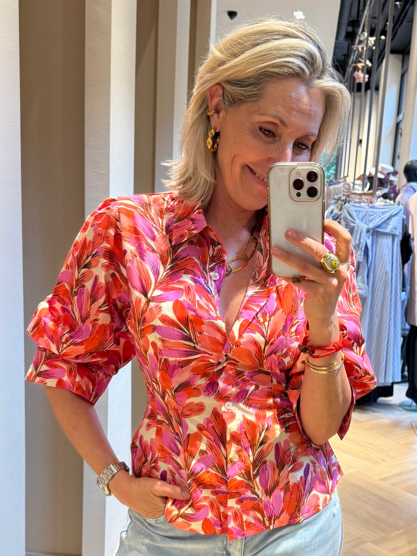 Azzurro Blouse Zella Leaves - Peet kleding