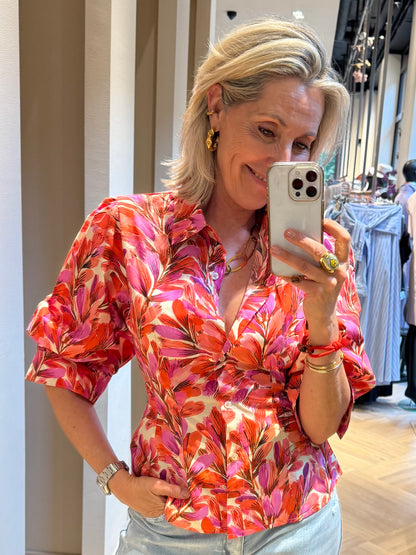 Azzurro Blouse Zella Leaves - Peet kleding