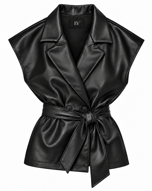 Gilet Sarah Leather Zwart - Peet kleding