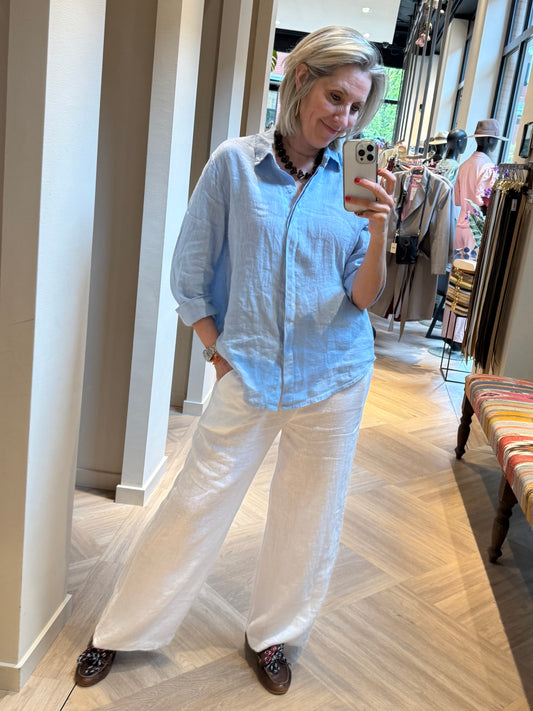 Blouse Linnen Suus Lichtblauw - Peet kleding