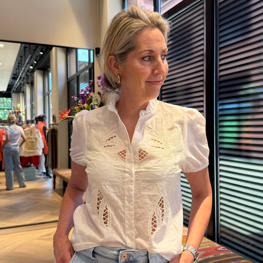 Blouse Micky Wit Zand - Peet kleding