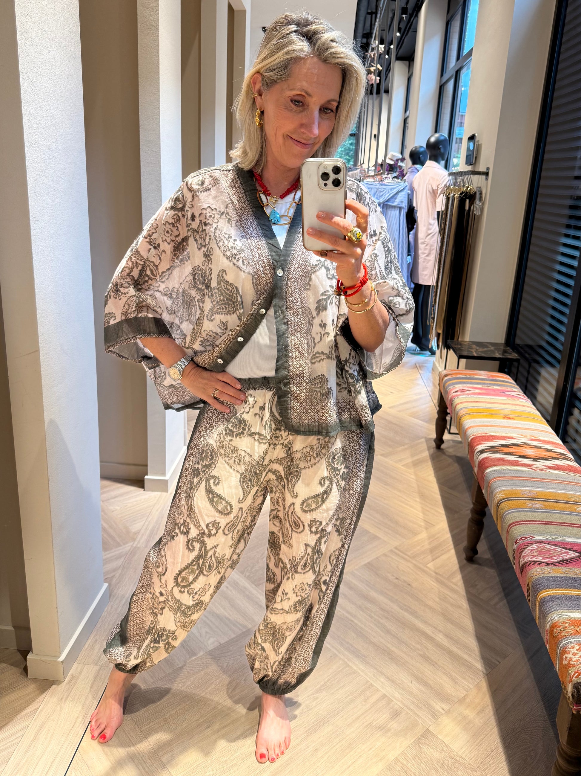 Broek Kimono Silky Print - Peet kleding