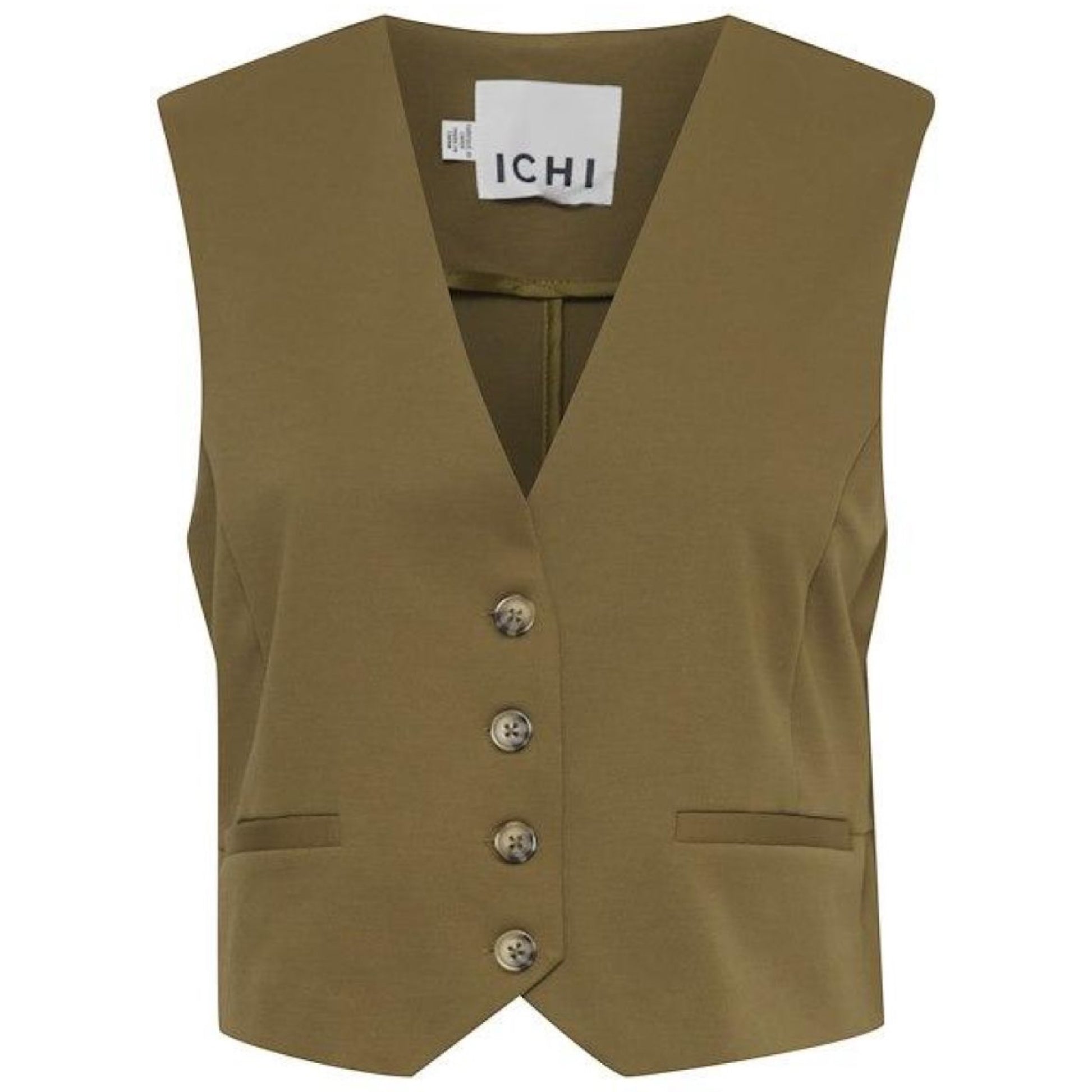 Ichi Gilet Simonse Groen - Peet kleding