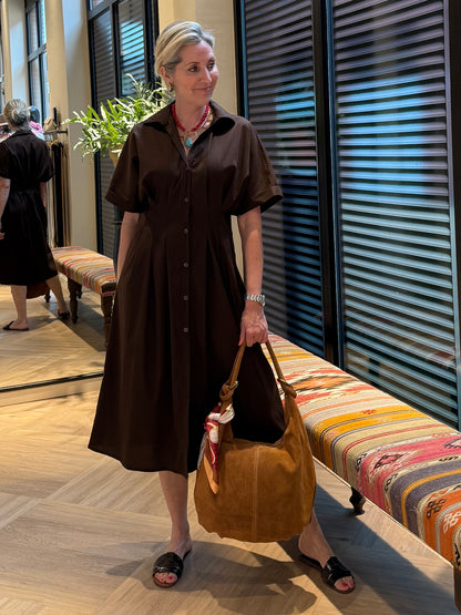 Jurk Pamela Katoen Bruin - Peet kleding