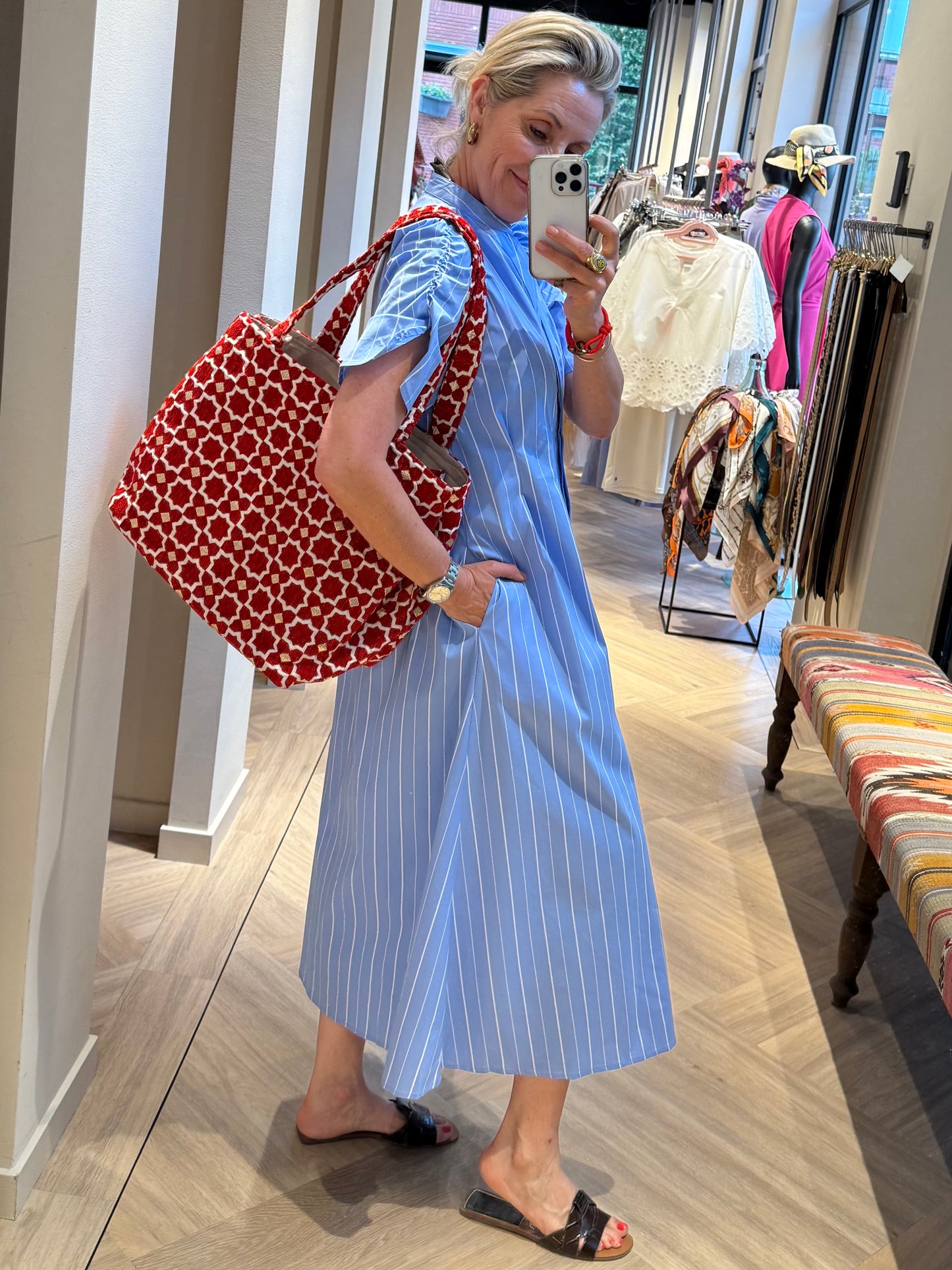 Azzurro Jurk Veer Lichtblauw - Peet kleding