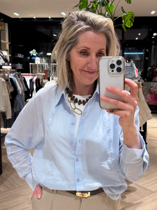 Yaya Blouse Naden Lichtblauw - Peet kleding