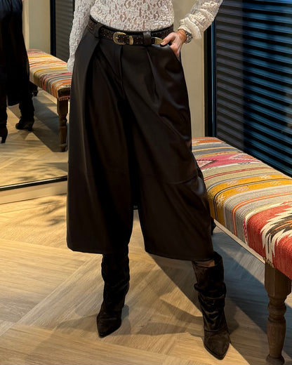 Broek Carol Culotte PU Donkerbruin