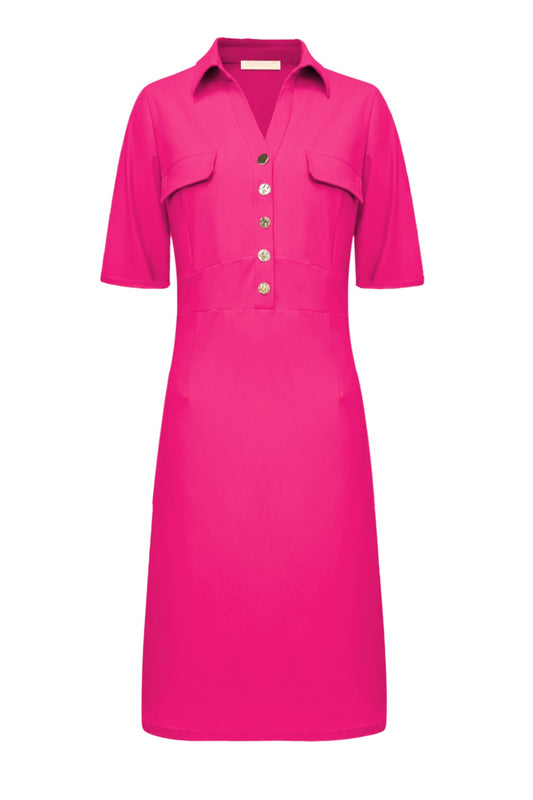 Triple Nine Travel Jurk Valerie Fuchsia - 51827 - Peet kleding